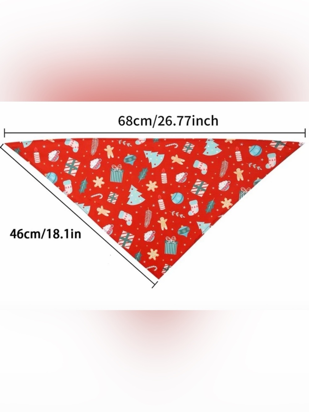 Dog Red Holiday Print Bandana - Picture 2 of 2